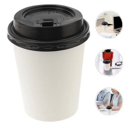 50 Pcs Takeaway Cups Paper Espresso Coffee Lids Hot Drink Treated