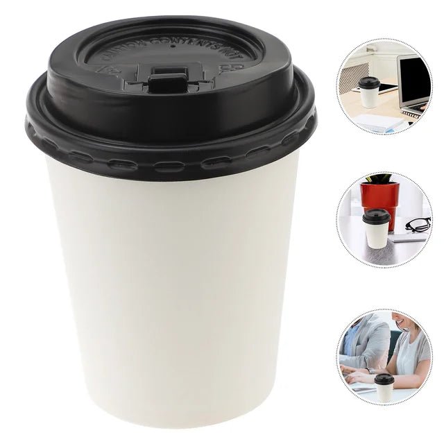 50 Pcs Takeaway Cups Paper Espresso Coffee Lids Hot Drink Treated