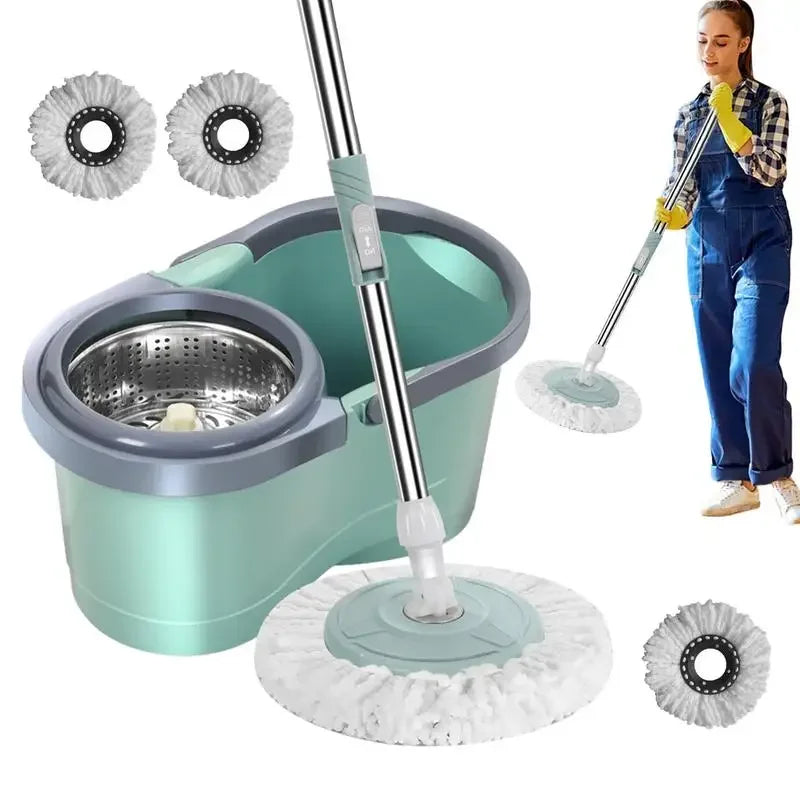 Spin Mop and Bucket Set Household Cleaning Automatic Spin Mop Labour-Saving Cleaning Mop with Wringer for Living Room Kitchen