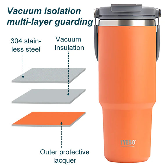 Stainless Steel Thermos Bottle Tyeso Coffee Cup Portable Insulation Cold and Hot Travel Fitness Mug Leakproof Vacuum Flask