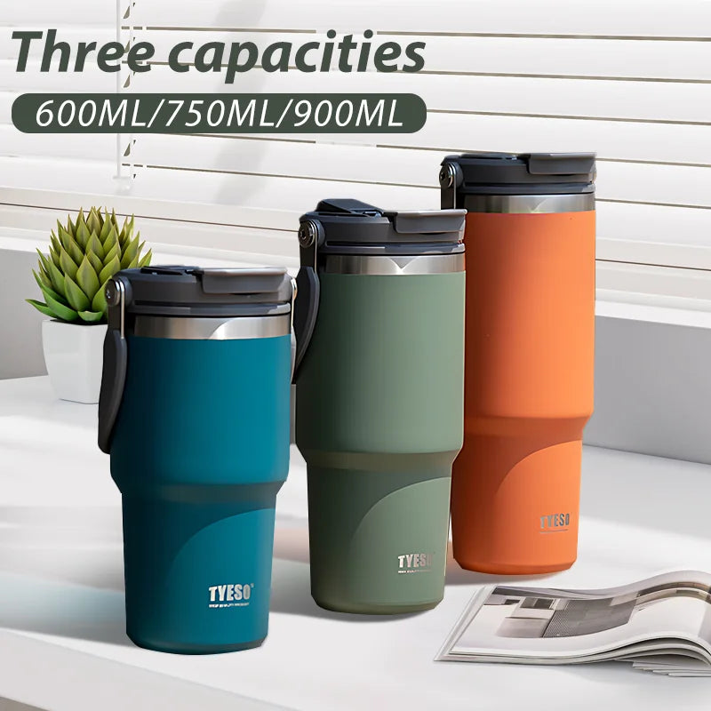 Stainless Steel Thermos Bottle Tyeso Coffee Cup Portable Insulation Cold and Hot Travel Fitness Mug Leakproof Vacuum Flask