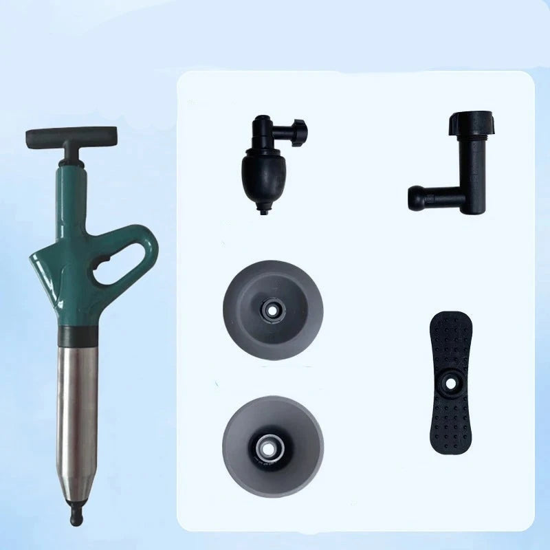 Stainless Steel Toilet Pipe Dredger Pneumatic Household High-Pressure Dredging Tool Set Thickened Wall Cylinder Sturdy and Safe