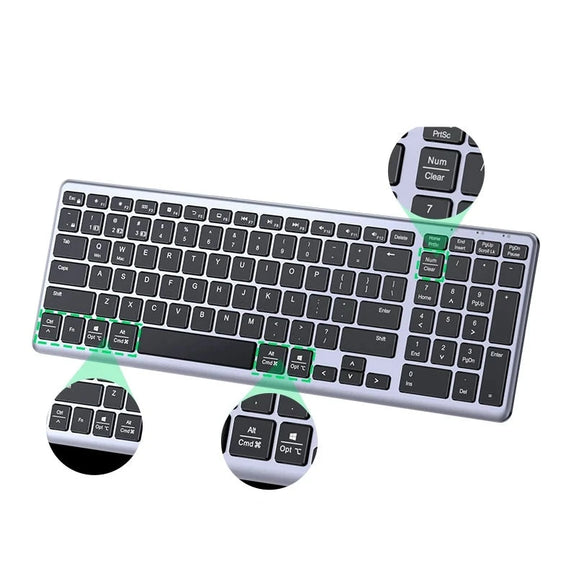 Keyboard Wireless Bluetooth 5.0 2.4G Russian/Korean/En 99 Keycaps for Macbook Ipad PC Tablet USB C Rechargeable Keyboard