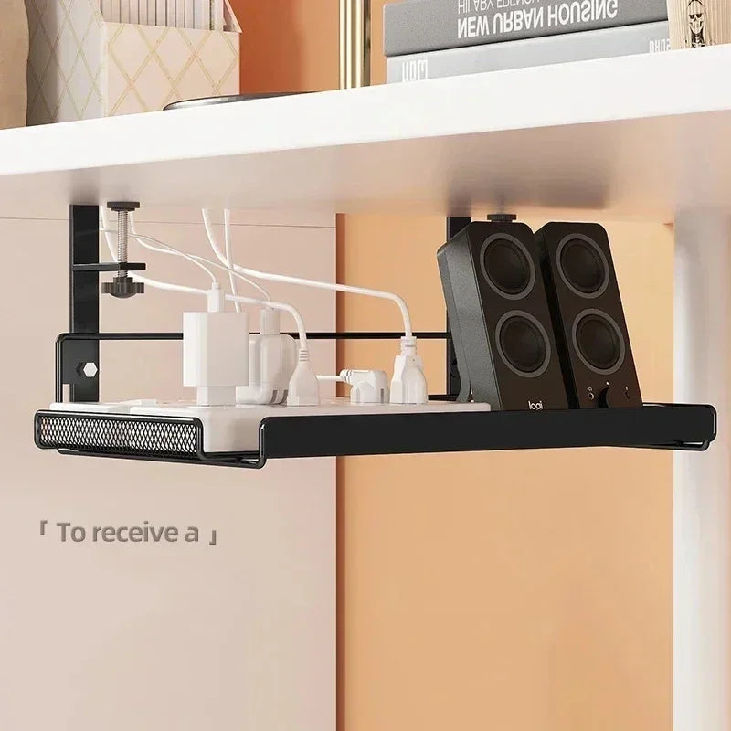 Under Desk Cable Management Tray, No Drill Steel Desk Cable Organizers, Wire Management Tray Cable Management Rack