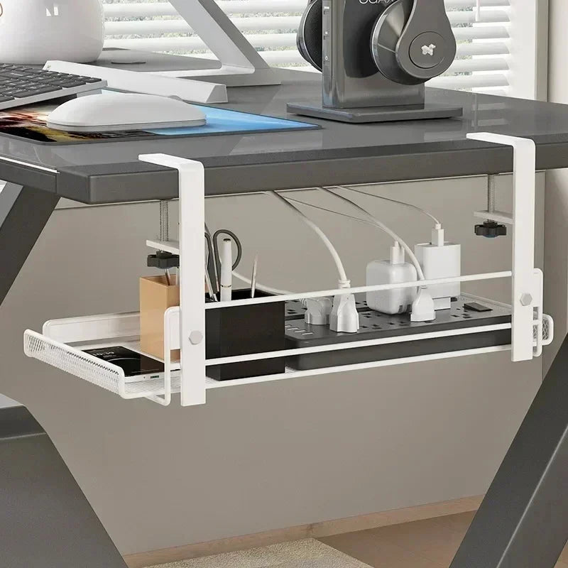 Under Desk Cable Management Tray, No Drill Steel Desk Cable Organizers, Wire Management Tray Cable Management Rack