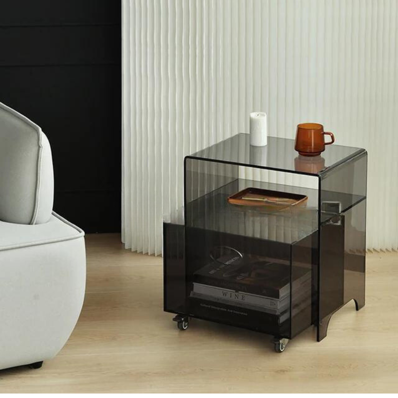 Elegant Acrylic Side Table with Wheels