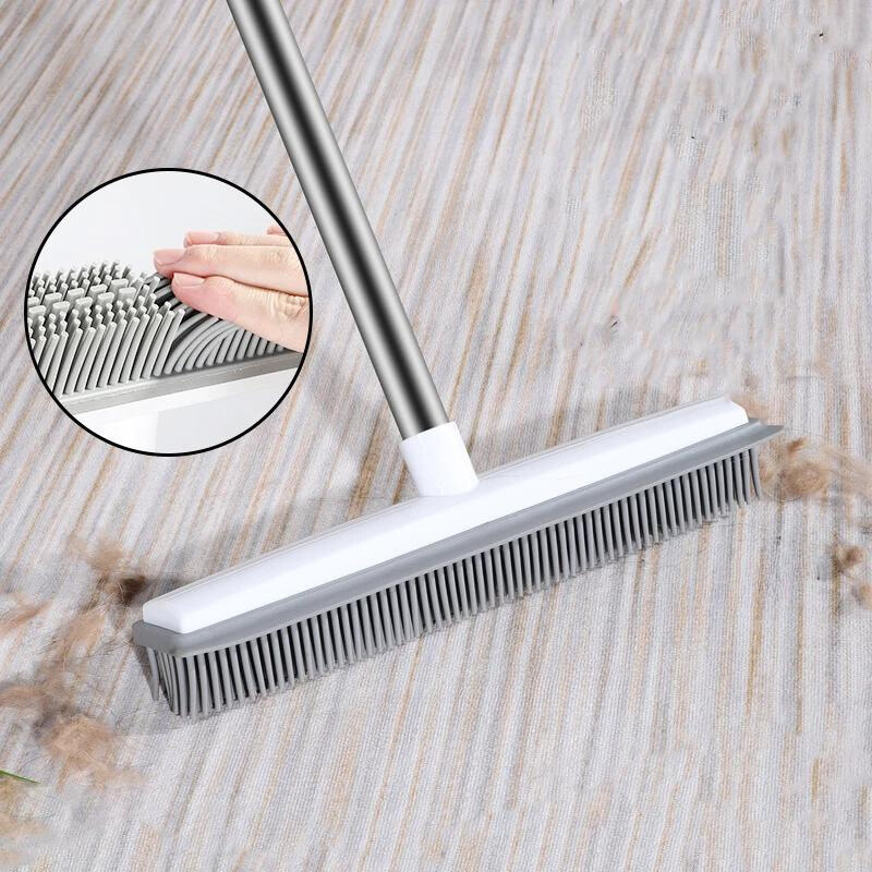 Rubber Broom Carpet Rake with Squeegee