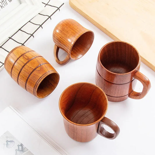 Wooden Big Belly Cups Handmade Jujube Wood Handle Cups Beer Tea Coffee Milk Water Cup Kitchen Bar Drinkware for Kitchen Bar 1PC