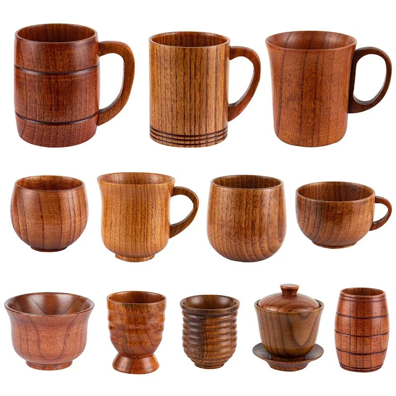 Wooden Big Belly Cups Handmade Jujube Wood Handle Cups Beer Tea Coffee Milk Water Cup Kitchen Bar Drinkware for Kitchen Bar 1PC