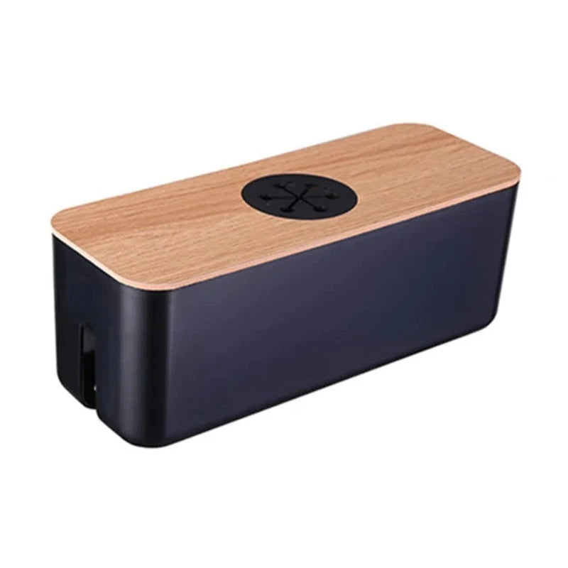 Wooden Cable Storage Box Power Line Storage Case Dustproof Charger Socket Organizer Wire Case Home Cable Winder Organizer