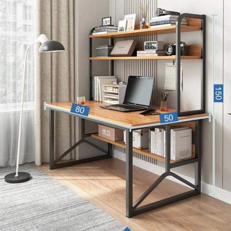 Simple Study Desk with Integrated Bookshelf