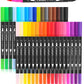 Brush Pens for Coloring Books, 34 Colors Dual Tip (Brush & Fine) Art Markers Fine Tip Color Pens for Kid Adults Coloring, Bullet Journaling Calligraphy Note Taking Calendar Art Office School