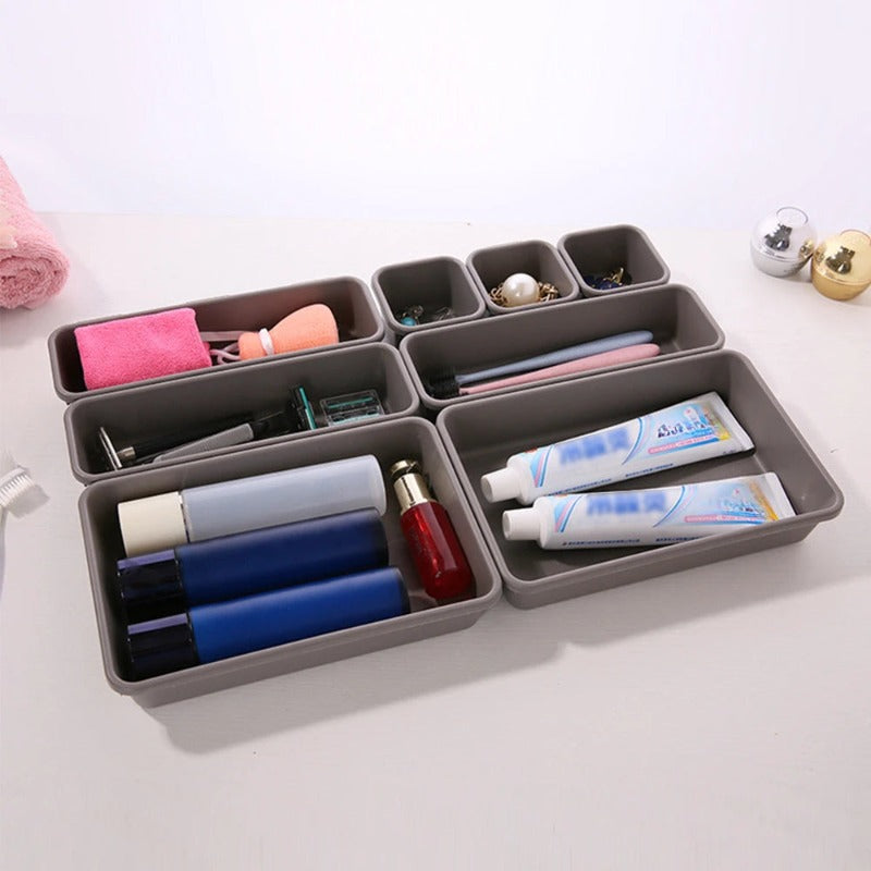 8Pcs/Set Adjustable Drawer Organizer Box Trays Make up Cosmetics Sundries Divider Holder Kitchen Bathroom Closet Jewellery Box