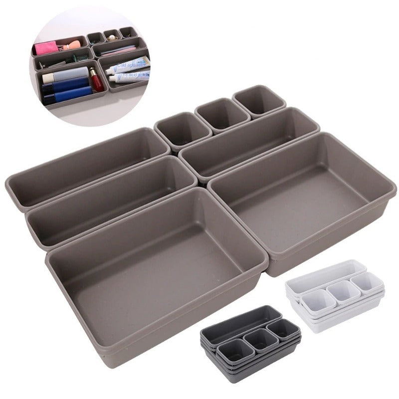 8Pcs/Set Adjustable Drawer Organizer Box Trays Make up Cosmetics Sundries Divider Holder Kitchen Bathroom Closet Jewellery Box