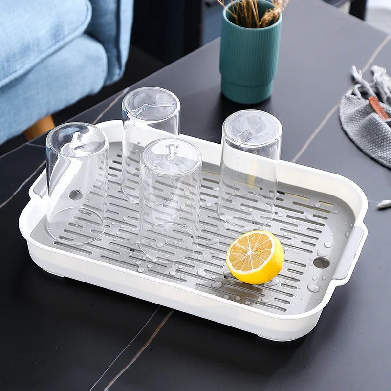 Cup Storage Tray Kitchen Double Layer Dish Drainer Fruit Vegetable Water Drain Washing Drying Fruit Plastic Bask Organizer