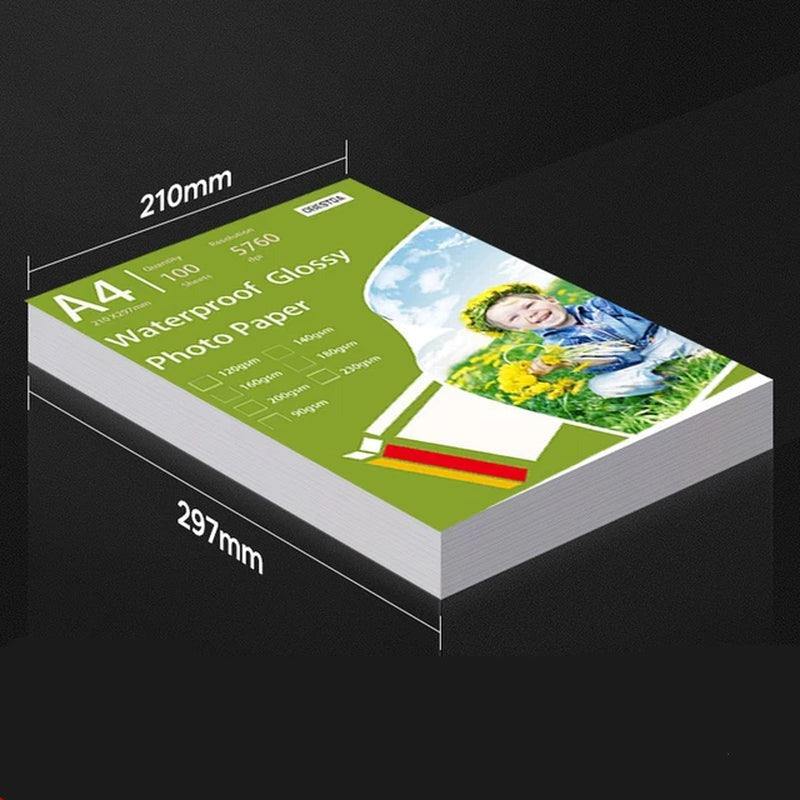 A4 100 Sheets Glossy Photo Paper 8.27 * 11.69 Inch 160Gsm 120G High Gloss Quick Dry for Canon Epson HP Color Inkjet Printer