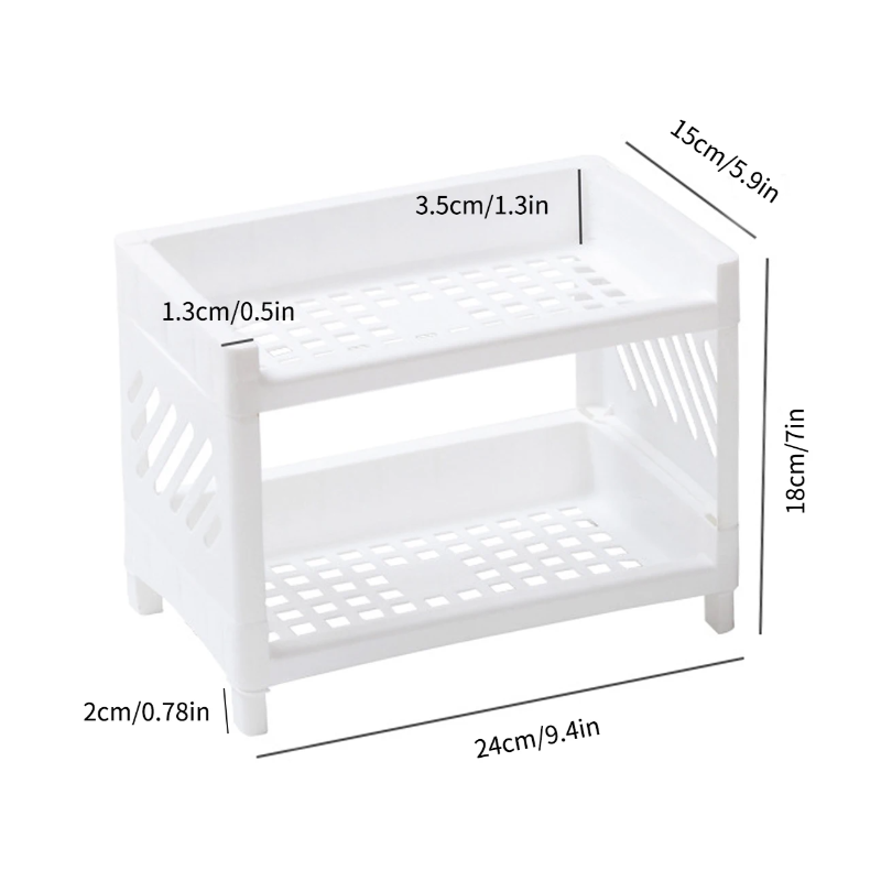 Desktop Double Layer Storage Rack Rectangular