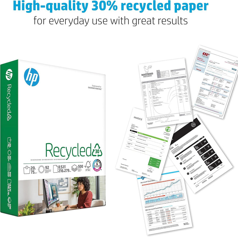 HP Recycled Printer Paper, 500 Sheets, 92 Bright