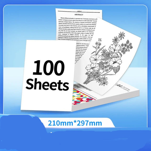 100 Sheets  A4 Paper Thermal Paper Fold Continuous Printing Paper Suitable for  M08F A4 Printer Long Time Storage