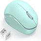 Wireless Mouse, 2.4G Noiseless Mouse with USB Receiver - Portable Computer Mice for PC, Tablet, Laptop with Windows System - Mint Green