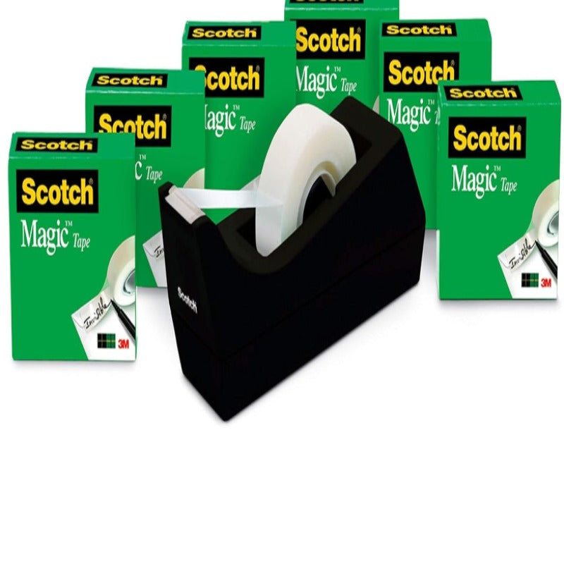 Magic Tape 6-Roll Value Pack with C38 Black Dispenser, 3/4 X 1000 Inches (810K6C38)