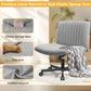 Armless Office Chair with Wheels Wide Seat Fabric Desk Chair