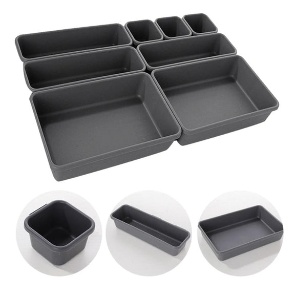 8Pcs/Set Adjustable Drawer Organizer Box Trays Make up Cosmetics Sundries Divider Holder Kitchen Bathroom Closet Jewellery Box