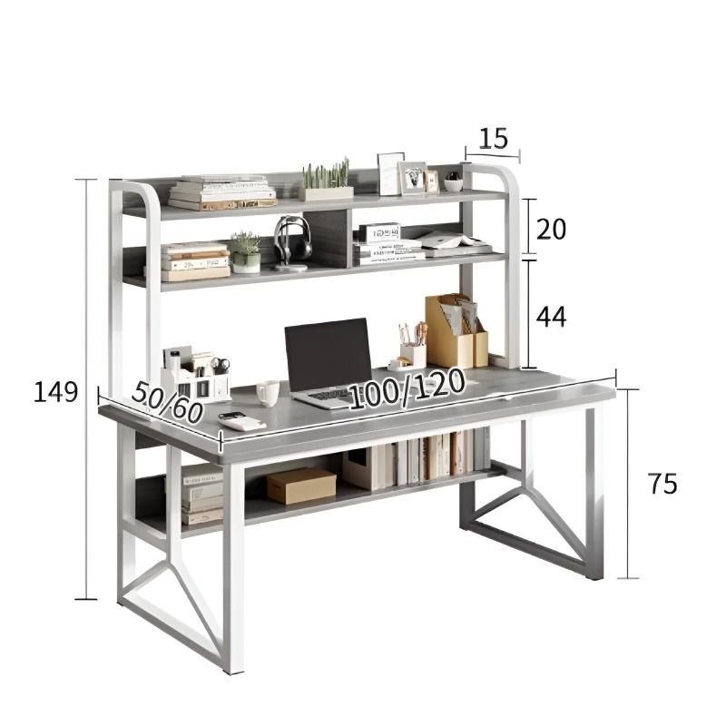 Simple Study Desk with Integrated Bookshelf